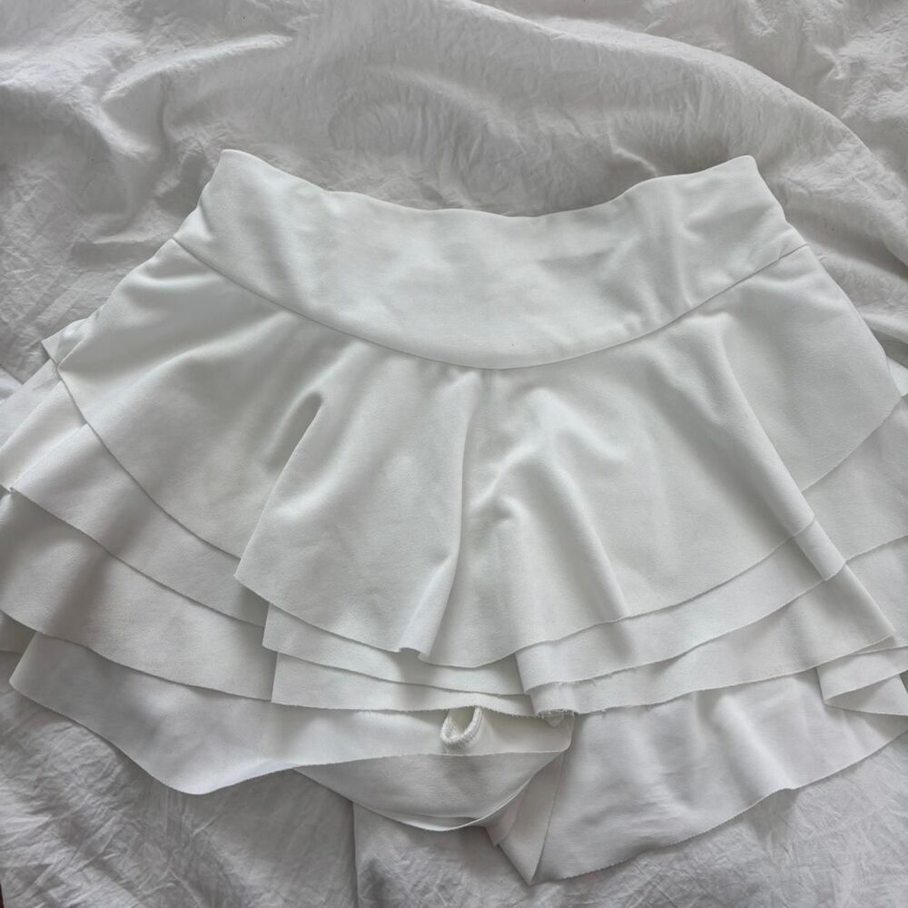 SHEIN Flattering Women's Medium Layered Mini Ruffle Women's White Skirt